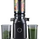 Juicer Machines, Olayks Cold Press Juicer with 4.3" Large Feed Chute Fit Whole Fruit and Vegetable, Masticating Machine with Juice Recipe, Self Feeding Effortless for Batch Juicing,Easy to Clean,Black