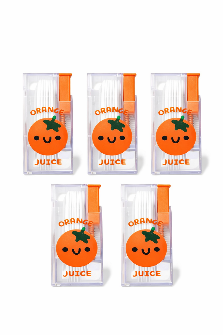 Orange Juice Dental Floss Pick Holder, Set of 5