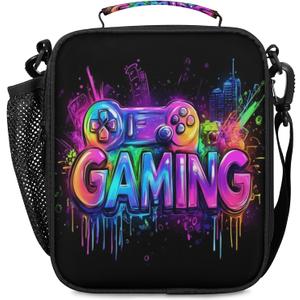 Kids Lunch Bag - Video Game Insulated Lunch Box for Girls Boys - Back to School Thermal Reusable Lunchbox Leakproof Cooler Tote Bag for School Picnic Travel