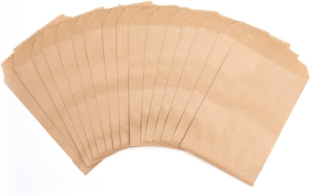 100-pack 5x7 Inches Natural Kraft Paper Bags for Bakery Cookies Treats Snacks Sandwiches Popcorn Small Gift bag