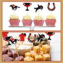 50 Pcs Horse Cake Topper Derby Party Cupcake Toppers Bulk Horse Race Party Supplies Equestrian Cocktail Appetizer Decorations Cupcake Picks for Derby Theme Birthday Supplies
