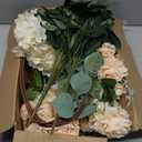 Suncalla 36 Pcs Champagne Artificial Flowers Bouquet Set 8 Kind Faux Delphinium Rose Peony Chrysanthemum Hydrangea Baby's Breath Florals with Greenery Long Stem for Wedding Table Vase Decor