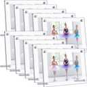 10 Clear Acrylic Picture Frames - Double Sided, Freestanding Floating Frames for Bedroom, Living Room, Home Office - 6 x 4 Inch