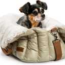 ClevaHome Small Dog Car Seat, Cozy Fleece Dog Carriers for Small Dogs For Dogs Up to 10 lbs, Dog Travel Carrier & Pet Bed, Stylish Pet Travel Tote for Indoor and Outdoor Use, 19.7"L x 11.8"W x 13.8"H