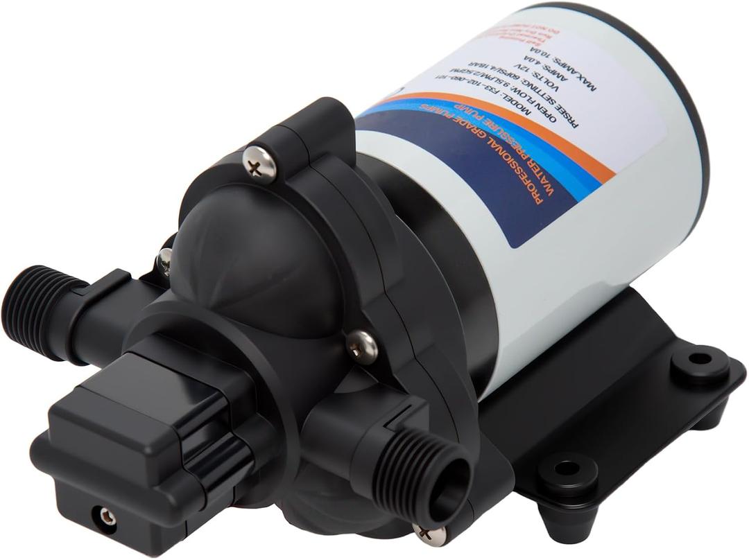 12 Volt Sprayer Pump, Soft Wash Pump, 2.5GPM 60PSI, 8 Amps, Chemical and Corrosion Resistant, Compatible with Roundup, Pressure Switch and Self-Priming for Agricultural Spraying