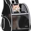 Cat Backpack Carrier Pet Backpack Carrier for Small Dogs and Medium Cat Puppy Kitten Bunny up to 15lbs, Cat Carrying Backpack Collapsible with Fully Ventilated Mesh with Safety Leash (Black)