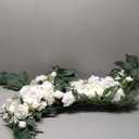 Ling's moment Artificial Wedding Arch Flowers Kit Pack of 4, 2pcs Hanging Silk Flowers Arrangement 2pcs Chiffon Drapes Ceremony Spring Fake Rose Arbor Backdrop White Sage Floral Party Outdoor Decor