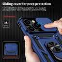 Weycolor for iPhone 14 Pro Max Case with Camera Lens Cover, HD Screen Protector, 10 FT Military Grade Drop Protection, Magnetic Ring Holder Kickstand Protective Phone Case, Navy Blue