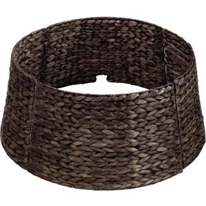 MIXUMON Handmade Water Hyacinth Christmas Tree Collar 24"  Rustic Basketweave Tree Base Cover, Eco-Friendly Skirt Alternative with Cord Cut-Out (Black)
