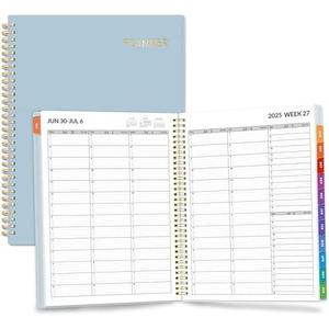 SUNEE 2025-2026 Appointment Book, Quarter-Hourly, Weekly & Monthly - from July 2025 to June 2026, 8.5"x11" Academic Planner, Flexible Cover, Note Pages, Pockets, Bookmark, Spiral Binding, Blue