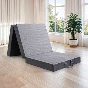Tri Folding Mattress - Foldable Mattress for Travel/RV/Camping/Road Trip/Guest Room/Yoga, Tri-fold Memory Foam Mattress with Washable Cover, Handle & Non-Slip Bottom Twin Size