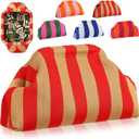 Mahjong Tile Bag Woven Clutch Purses for Women Woven Striped Dumpling Bag Summer Beach Evening Handbag for Mahjong Tile Vacation Supplies(Red Yellow,Thin Lines)