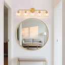 Bathroom Light Fixtures Gold Vanity Light 5 Light Wall Sconces Lighting Brushed Brass Lights with Clear Globe Glass Shades Bath Wall Lamp for Mirror Kitchen Living Room Bedroom Hallway