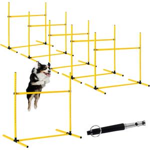 6 Pcs Dog Agility Training Equipments Hobby Horse Jumps Adjustable Jumps Hurdles Pet Jump Bars with Bag and Whistle for Indoor Outdoor Dog Pet Agility Course Game(Yellow)