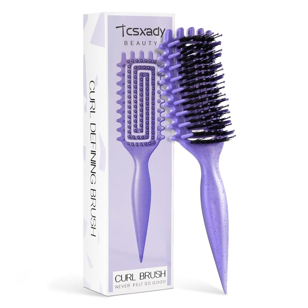 Curly Hair Brush,Curl Defining Brush for Effortlessly Defined Curls & Waves,Vented Hair Brush for Wet & Dry Hair,Women and Men,Reduces Frizz (Purple)