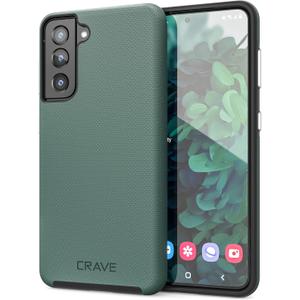 Crave for Galaxy S21 Case, Shockproof Protection Dual Layer Case for Samsung Galaxy S21 5G (6.2 inch) - Forest Green