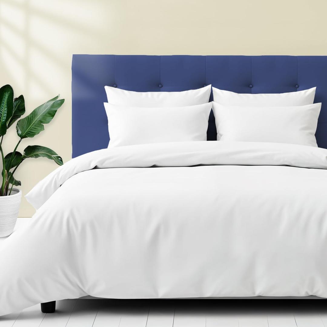 Ashton Sheets Egyptian Cotton King Size Duvet Cover Only - Luxury 600 Thread Count Egyptian Cotton Soft Sateen Weave Comforter Cover, Zipper Closure & Corner Ties (1 Pc, White, King/California King)