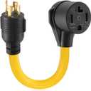 NEMA L14-30P to 14-30R 30 Amp Dryer Generator Adapter Cord 4 Prong L14-30P Locking Generator Male to 14-30R RV Dryer Female for RV EV Charger, 10 AWG STW, 1FT, ETL Listed