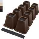 6 Inch Heavy Duty Bed Risers, Furniture Risers for Desk, Chair, Table or Sofa, Couch Lift Risers, Supports up to 2200 lbs per Leg(8 Pack Brown)