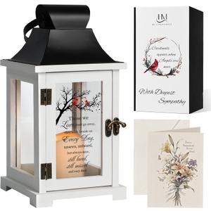 Memorial Lantern - Bereavement Sympathy Gifts for Loss of Loved One Mother Father, Thoughtful Funeral Gifts in Memory of Loved One with LED Candle (Those We Love Dont Go Away White)