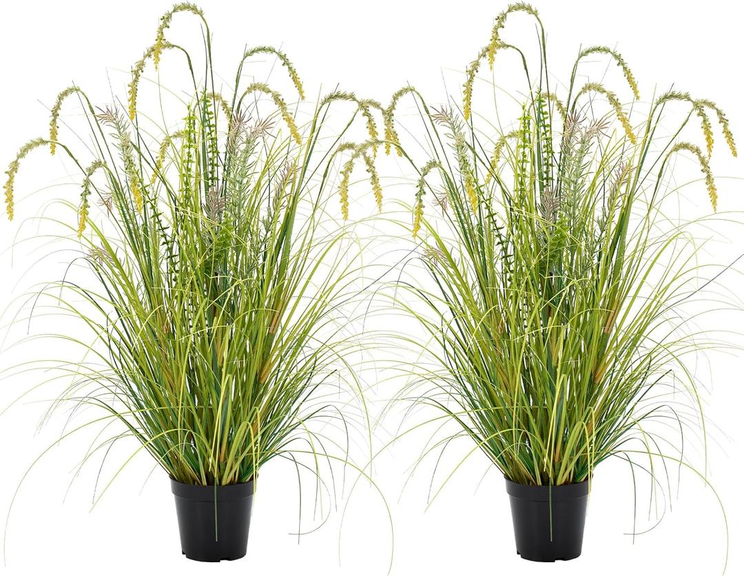 3FT Artificial Reed Grass ,2 Pack Artificial Tall Grass Plants Outdoor Indoor ,Fake Plants & Flowers in Pot-Housewarming gifts For Living Room Office Bedroom Decor