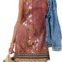 WIHOLL Casual Dresses for Women Crewneck Sleeveless Tank Dress Summer Spring Boho Vacation Clothes (M)
