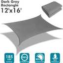 KANAGAWA Sun Shade Sail 12'x16' Dark Gray Rectangle UV Block Canopy Awning Shelter Fabric Cloth Screen for Outdoor Patio Garden Backyard Activities