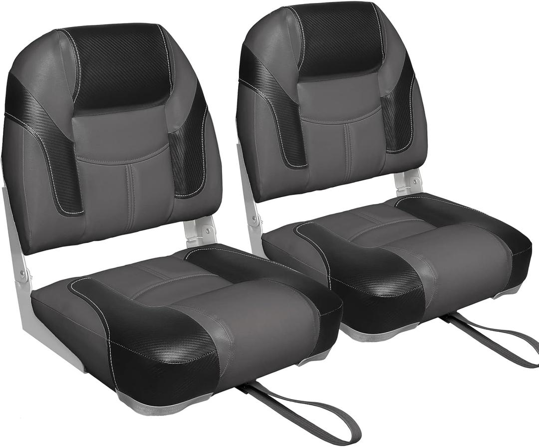 Leader Accessories A Pair of Elite Low/High Back Folding Fishing Boat Seat (2 Seats)