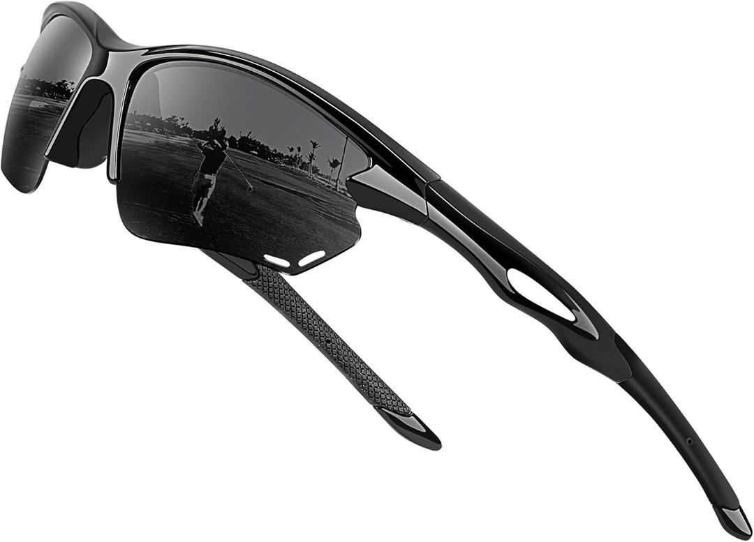 BIRCEN Sport Polarized Sunglasses for Men - Women: UV Protection Fishing Glasses for Driving Running Cycling (A-black Frame Black Lens)
