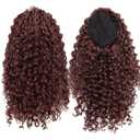 YXCHERISHAIR Ponytail Extension,Curly Wavy Ponytail Dark Brown Drawstring Ponytail Hair Extensions for Women Natural Wavy Synthetic Hairpiece for African Women Daily Use party(33#,14inch)