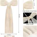 4 Pcs Large Velvet Bows for Christmas Tree 35.5 x 11.8 Inches Rustic Velvet Ribbon Bow Christmas Swag Wreath Staircase Bows Vintage Raw Edges Tree Topper for Indoor Outdoor Decor(Beige)