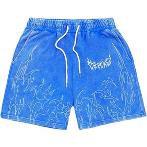 VIPWOLF Men's Lightning Graphic Shorts Gothic Distressed Y2k Workout Track Shorts Drippy Streetwear Cruise Outfits, XL 