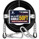 Tie Out Cable for Dogs Up to 300lbs,50ft Extra Strong 1000lbs Break Strength Tie-Out Tether Trolley Training Lead,Dog Run Cable for Yard Garden Park Camping Outside (Black, 300lbs 50ft)