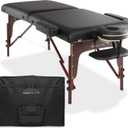 Saloniture Professional Portable Lightweight Bi-Fold Memory Foam Massage Table with Reiki Panels - Includes Headrest, Face Cradle, Armrests and Carrying Case - Black