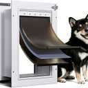 3-Flap Dog Door Wall Mount, Medium All Aluminum Alloy Doggy Doggie Door, Pet Door for Dogs with 2 Locks, Insulation Layer, 2 Magnetic Flaps, Closing Panel, Pets Up to 45 LB