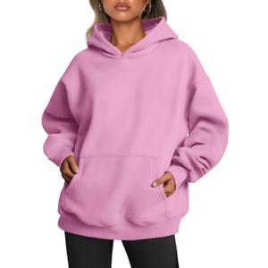 Trendy Queen Women's Oversized Hoodies Fleece Sweatshirts Fall Fashion Pullover Sweaters Winter Clothes (X-Large, Pink)