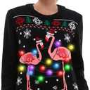 HSCTEK Light Up Women Knitted Christmas Sweater (Small, Flamingo)