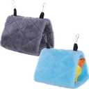 2 PCS Warm Bird Nest House, Bird Bed for Cage Accessories Hanging Hammock House Plush Snuggle Hideaway Cave Bed Tent for Pet Parrot, Parakeets, Cockatiels, Lovebirds, Macaw, Budgies (Blue, Grey)