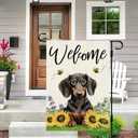 DLZDN Summer Sunflower Dachshund Dog Garden Flag 12×18 Inch Double Side Vertical Burlap Farmhouse Yard Sign Seasonal Outdoor Decoration