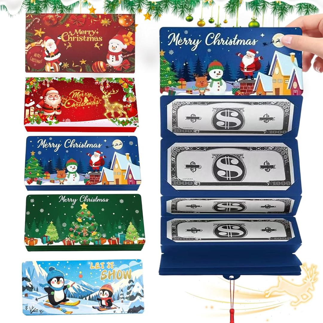 5PCS 2026 New Christmas Cash Gift Envelope, DIY Cash Gift Card Holders Xmas,Upgrade Surprise Card Holder for Men Women Girls Boys