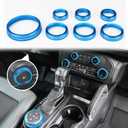 auovo Air Conditioner Knob Cover for Ford Bronco Accessories 2025 2021-2024 AC Knob Cover Headlight 4WD Wheel Drive Trailer Gear Shift Switch Trims 7pcs Blue (Don't fit for Sport)