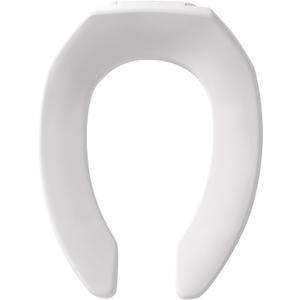BEMIS 1955CT Commercial Open Front Plastic Toilet Seat, Heavy Duty Industrial Seat without Lid, Secure Installation for Long Lasting Use, Made in USA, Elongated, White