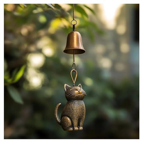 Cat Wind Chime 2025 New Unique Cat Garden Decor Outdoor Cat Statue Themed Gifts Wind Chimes for Cat Lovers Women Hanging Memorial Ornaments Windchimes Bell Outside Yard Home Porch Decorations (A1)