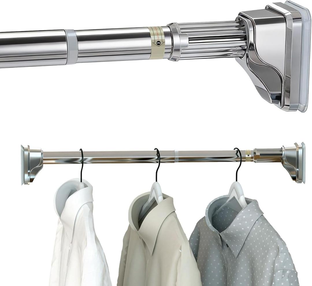 Stainless Steel Adjustable Closet Rod, No-Drill Installation, Heavy-Duty Hanging Bar for Closet, Wardrobe & RV (20-30 inch)