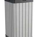 Keter Rockford Resin 38 Gallon Outdoor Kitchen Trash Can with Lid and Drip Tray for Easy Cleaning-Perfect for Patio Dining, Grey