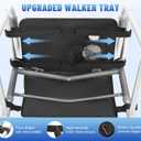 Rhino Valley Walker Tray for Folding Walker, Tray for Walkers with Non-Slip Mat for Food, 3 Front Pockets & 2 Cup Holders, Fits Most Standard Folding Walkers, Walker Accessories for Senior, Black