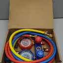 PB Motor Tech 3 Way AC Manifold Gauge Set for R134A, R410A, R22, R404A Refrigerants, with Quick Couplers, 410 Adapter, Puncturing Can Tap, Valve Core Tool. Perfect for Air Conditioning Maintenance
