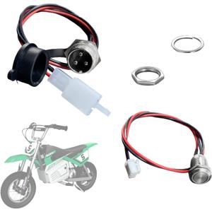 Razor Charger Port - Dirt Rocket MX350 MX400 SX350 ZR350 Dirt Quad Charging Jack 1Z 3 Pin 2 Wire Connector Plug Jack Electric Hoverboard Socket Charger with Power Button Wire Cord