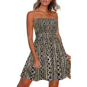 CHICGAL Summer Dresses for Women Beach Cover Ups Strapless Boho Floral Print Sundress (Large, Geometric Pattern) CHICGAL Summer Dresses for Women Beach Cover Ups Strapless Boho Floral Print Sundress (Large, Geometric Pattern)