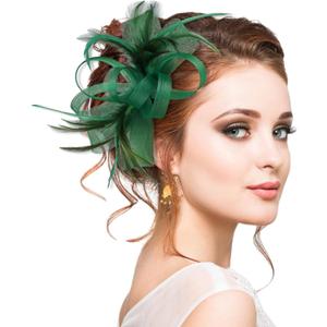 Markest Women's Fascinators Tea Party Headpiece Derby Hat Feather Headwear for 20s Party Accessory Cocktail Wedding